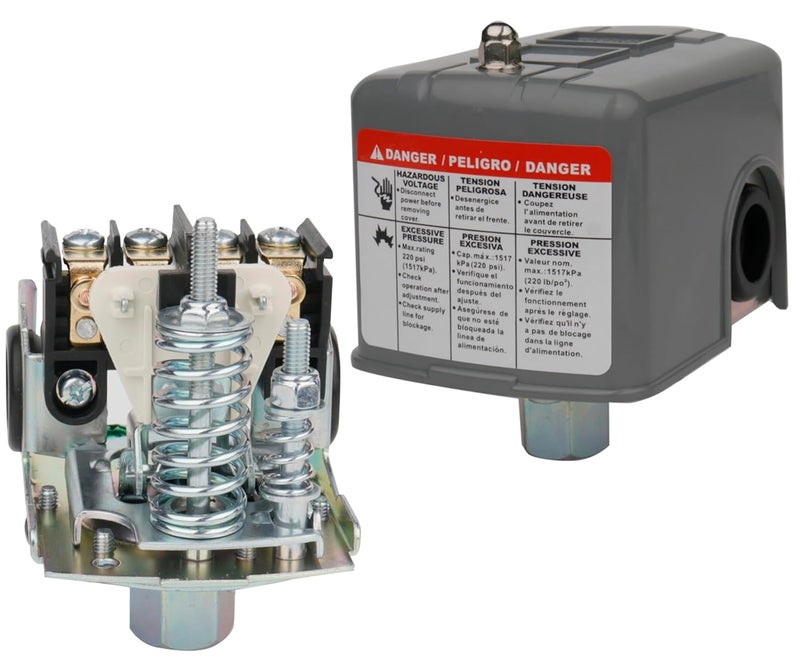 WHK Water Pressure Switch for Well Pump 40-60psi Water Pump Pressure Switch Auto Electrical Control Adjustable Differential(1/4 Female NPT,1PC-Grey) - Image 1